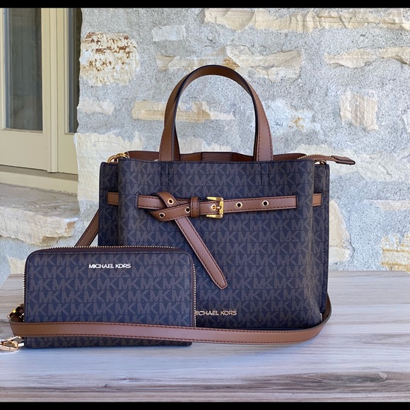 Michael Kors Sm Emilia Signature Satchel&wallet - Picture 1 of 13